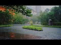 Heavy Rain, Loud Thunderstorm, Urban garden | 4K ASMR | Relaxing Rain Ambience Sounds