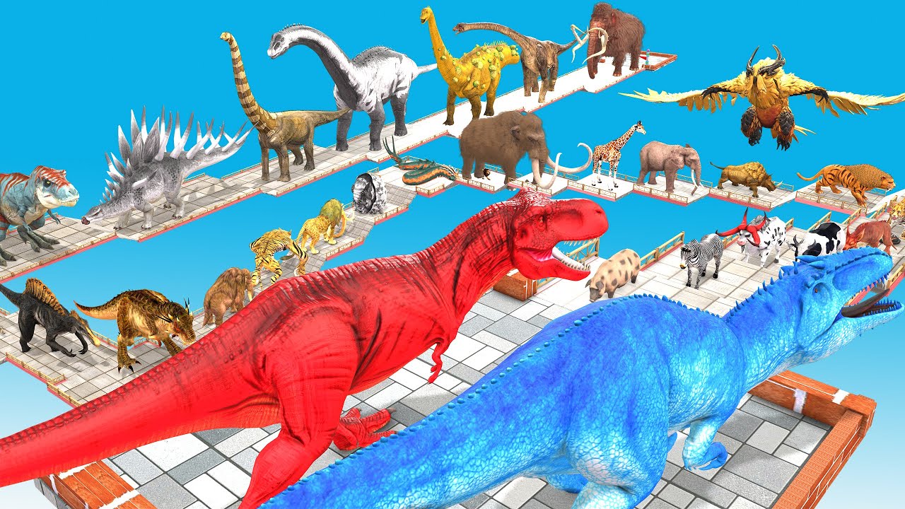 EPIC GIGA T-REX DEATHRUN The Toughest of All Animals Dinosaurs Fight Animal Revolt Battle Simulator