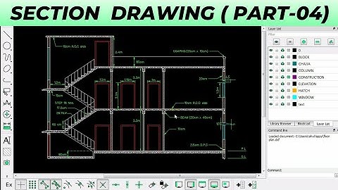 How to draw sectional elevation of a building in Librecad || part-04 || librecad tutorial in hindi