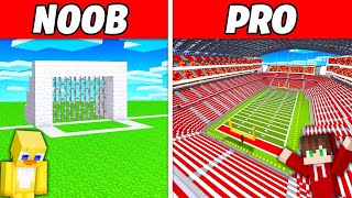 NOOB vs PRO: FOOTBALL STADIUM Build Challenge in Minecraft