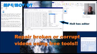 Repair corrupt MOV or MP4 video using free tool: HxD hex editor