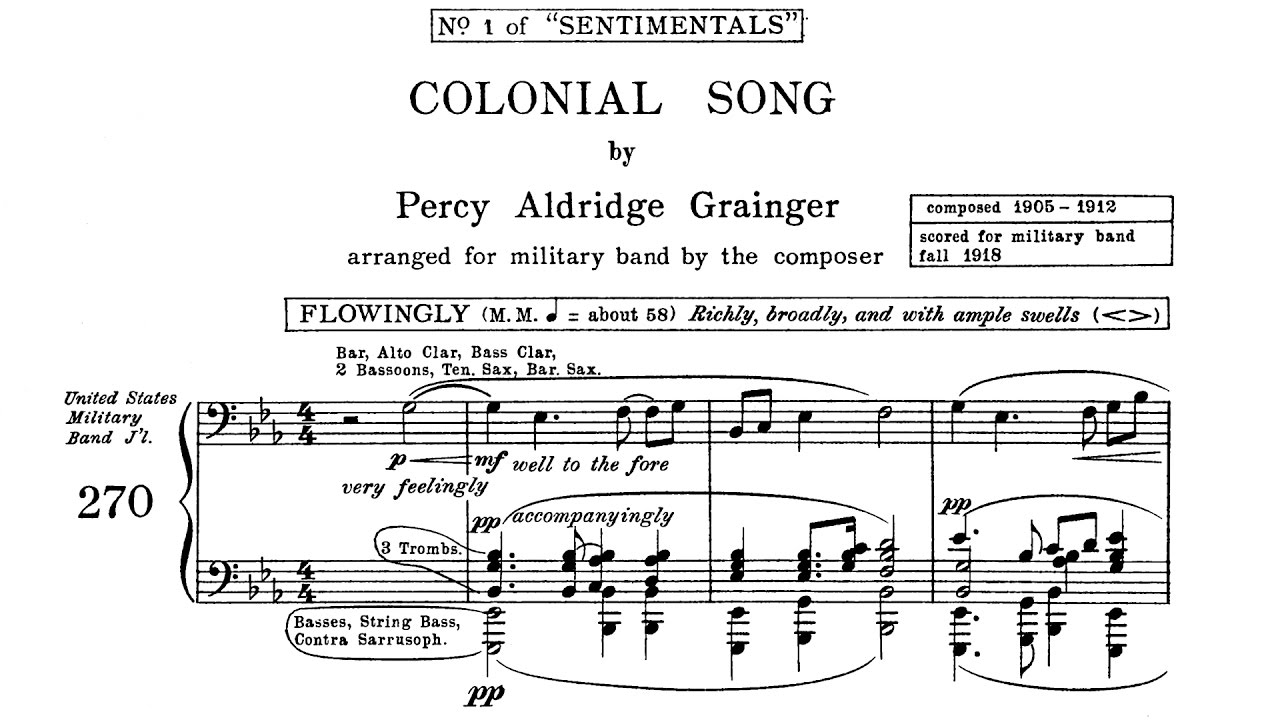 Percy Grainger   Colonial Song 19121918