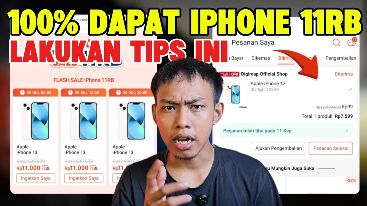 Tips Ampuh Dapetin iPhone 13 Rp11.000 di Shopee! GAJIAN SALE Bukti Asli Berhasil!