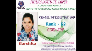 CSIR NET/ JRF PHYSICAL SCIENCE DEC-2019 EXAM PEARLS OF PHYSICS INSTITUTE JAIPUR