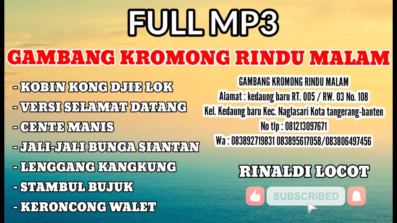NONSTOP!!! FULL MP3 GAMBANG KROMONG RINDU MALAM || CUKANGGALIH