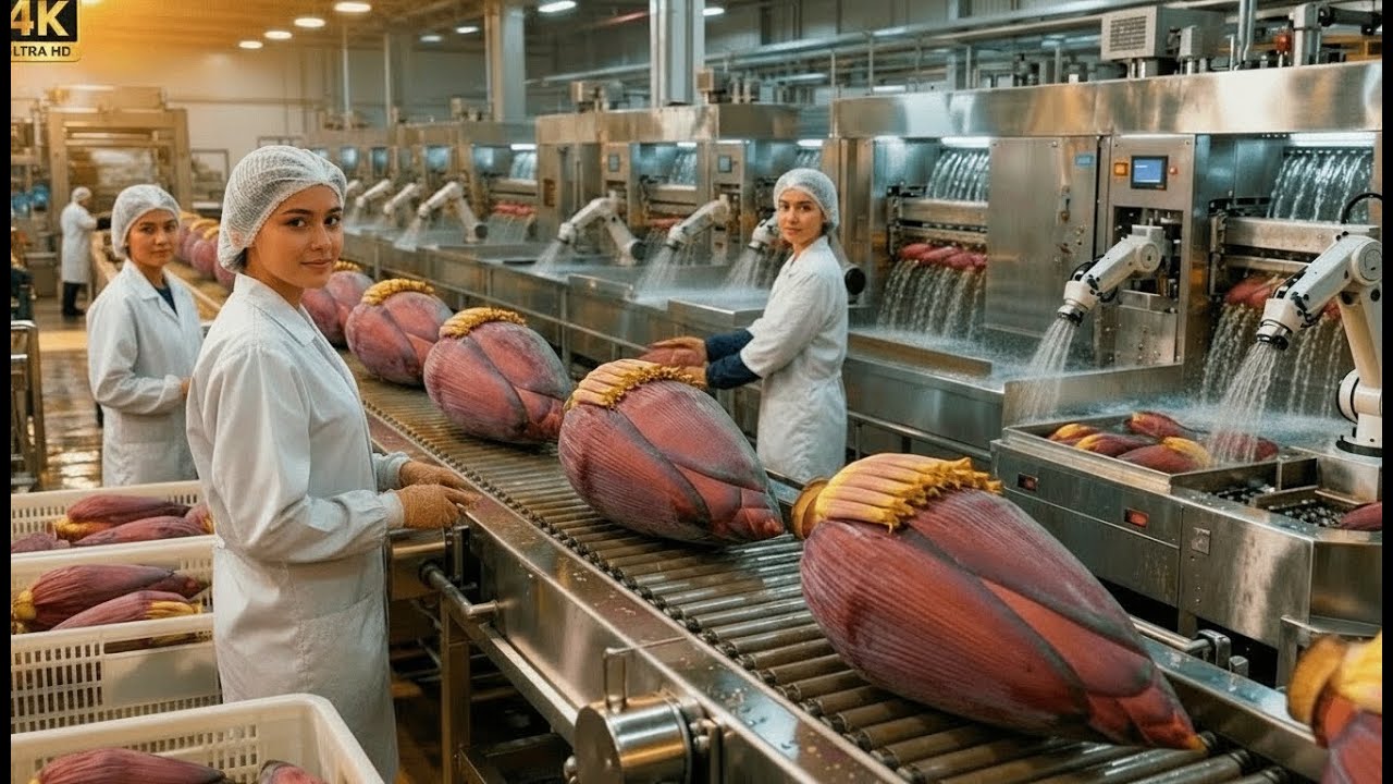 Inside a Rough Banana Blossom Factory: Traditional Processing (ASMR)