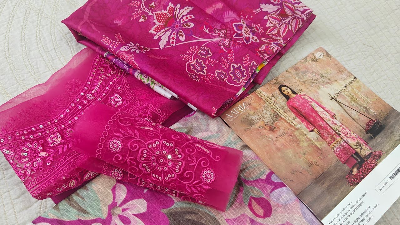 Aariz by Gulljee 3pc lawn digital printed and embroidered latest 2026 eid collection 