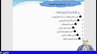 الصف الاول - السكرتارية التطبيقية باللغة العربية - أنواع السكرتارية