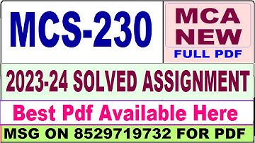 mcs 230 solved assignment 2023-24 || mcs 230 solved assignment 2024 in English || ignou mcs230 2024