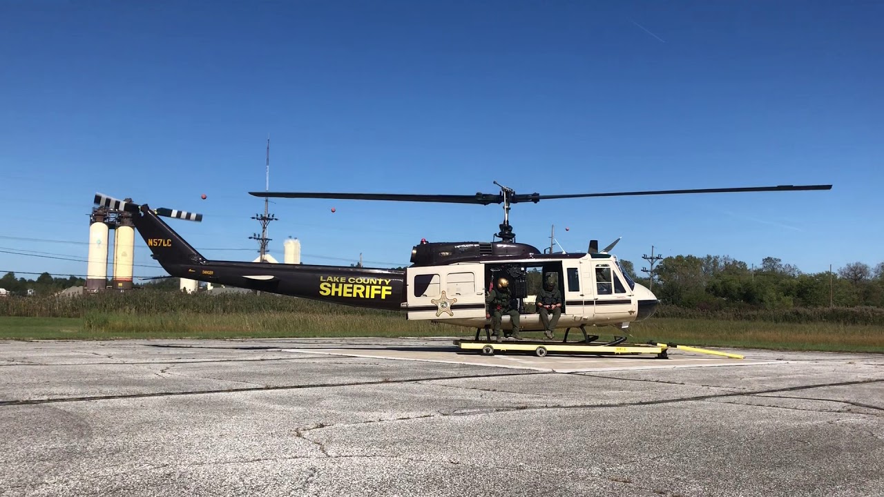 Aviation Unit helicopter takes off at Griffith/Merrillville Airport