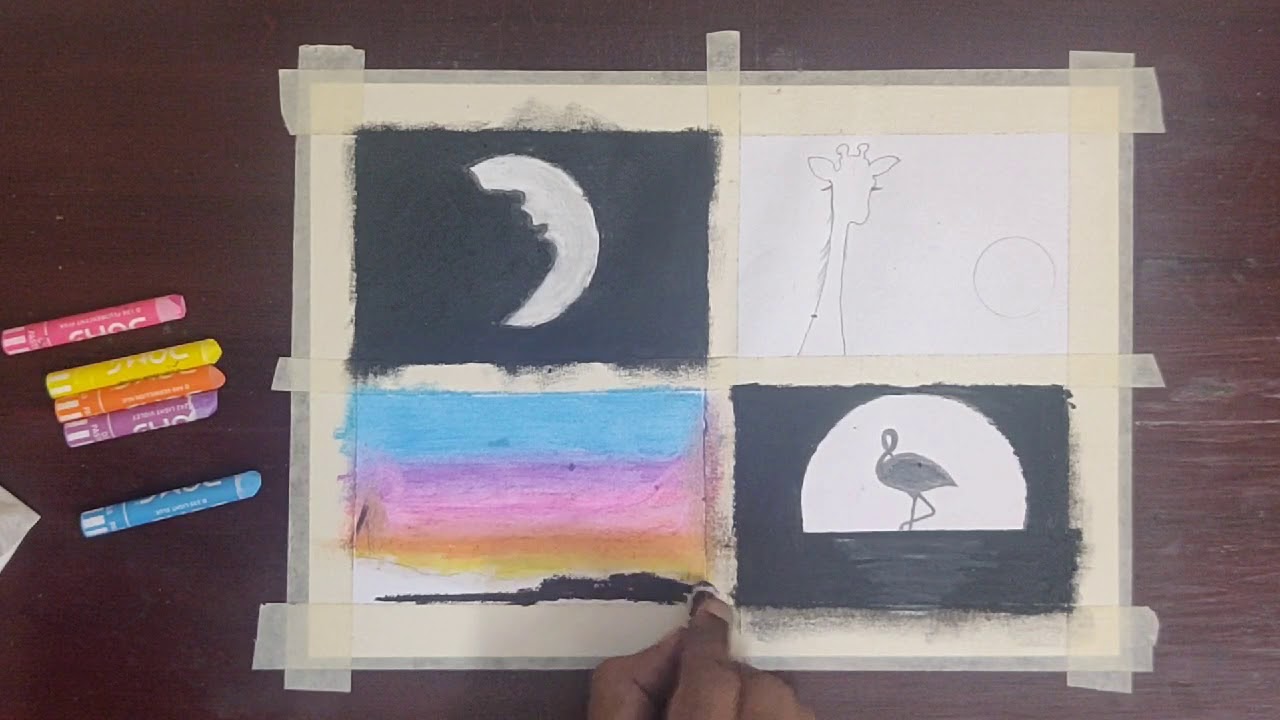 How To Draw Different Sceneries Using Oil Pastel Step By Step For