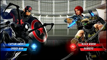 Black Spiderman & Captain America VS Black Widow & Hawkeye (Very Hard) - Marvel VS Capcom Infinite