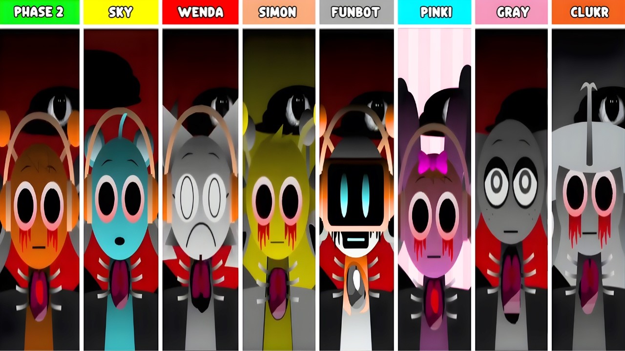Phase 2 But Everyone Is SKY VS WENDA VS SIMON VS  FUNBOT VS PINKI GRAY CLUKR Incredibox Sprunki