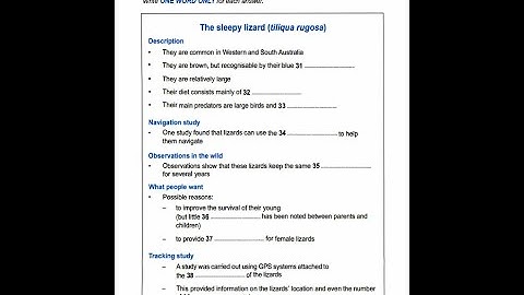 IELTS Listening Section-4(The Sleepy Lizard) with answers