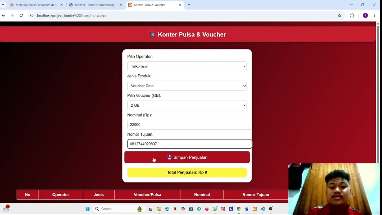 Displaying a Credit & Voucher Counter Web Creation Project