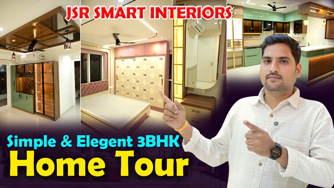 Simple & Elegent 3bhk Home Tour | Best Interior Designer in Hyderabad | JSR Smart Interiors