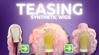 Teasing Synthetic Wigs for BIG Volume | Back-combing Technique Tutorial