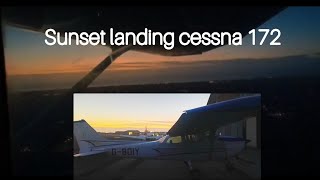 Beautiful sunset cessna 172 landing