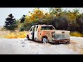 Watercolor Live - painting an old truck