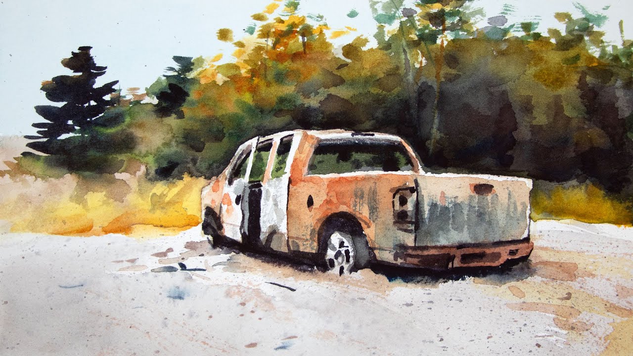 Акварель Live — рисуем старый грузовик