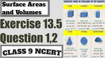Class 9 Maths | Chapter 13 | Exercise 13.5 Question 1,2 In Hindi | Surface Areas and Volumes | NCERT