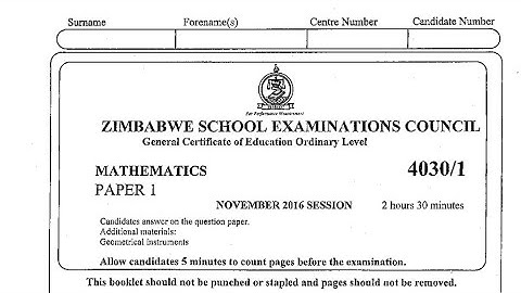 ZIMSEC November 2016, Maths Paper 1, Solutions for the full paper
