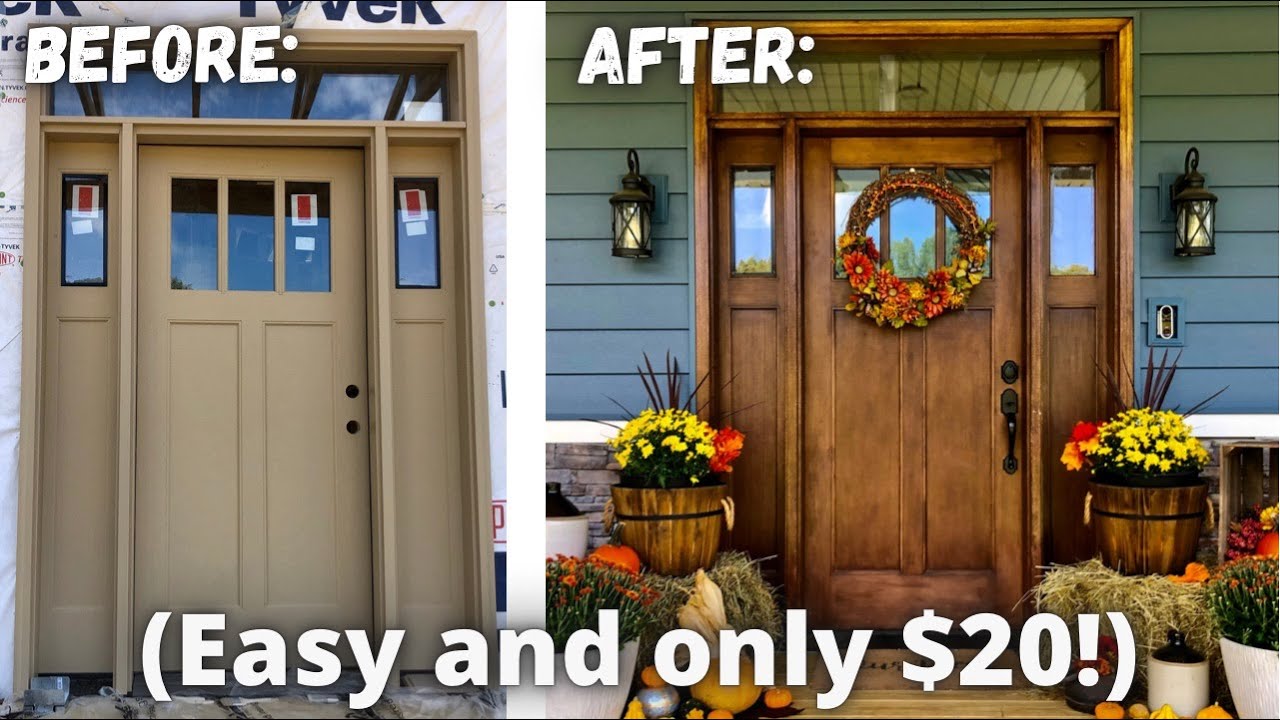 How To Stain A Front Door To Look Like Real Wood (For Less Than $20!)