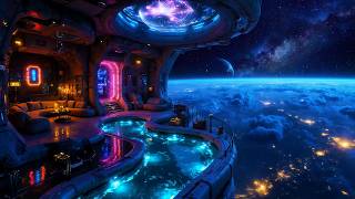 Lofi Ambient – Futuristic Space Balcony with Moonlight and Cosmic Glow | Relaxing Space Chill | 4K screenshot 3