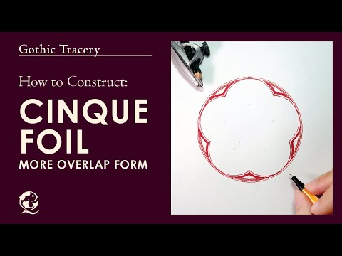 How to construct Cinquefoil (more overlap form) | Gothic tracery art