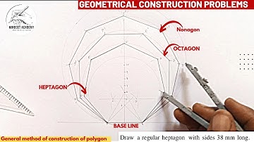 How to construct heptagon, octagon, nonagon and other polygon having same base using general method