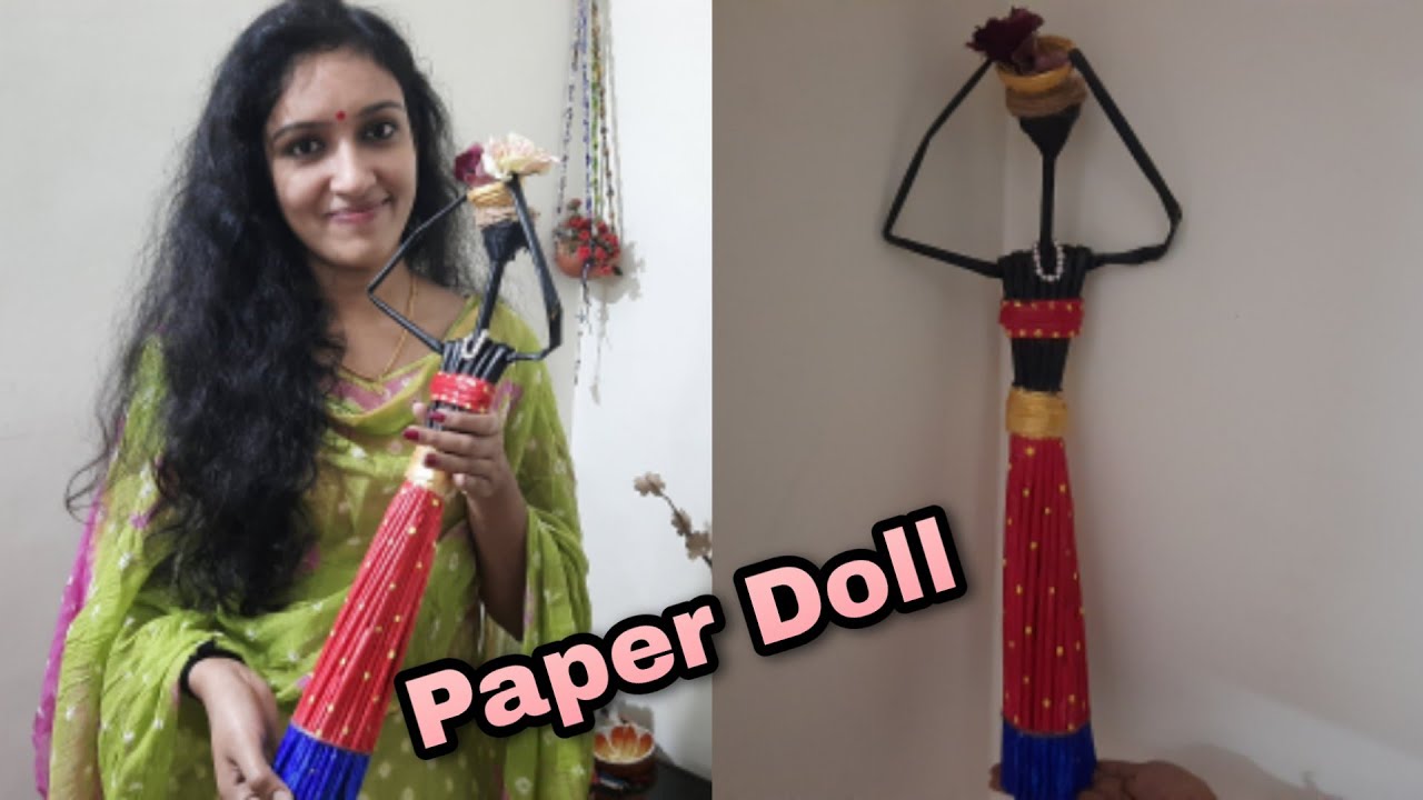 Paper Doll Making / News Paper Craft / Tribal Doll Making Using Newspaper