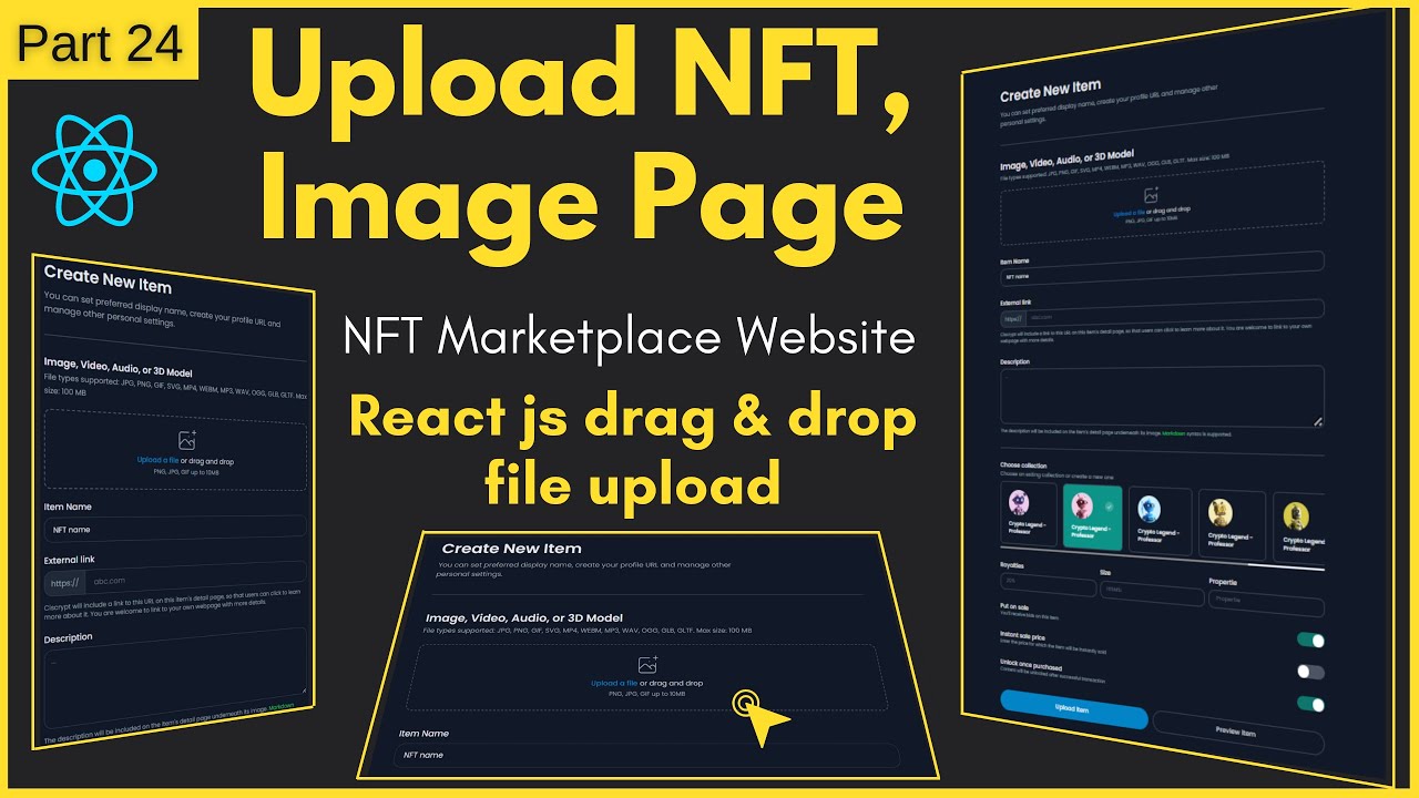 NFT React Image Drag & Drop File Upload | Create Image Upload Or DropZone In React NFT Marketplace - YouTube NFT React Image Drag & Drop File Upload | Create Image Upload Or DropZone In React NFT Marketplace - YouTube