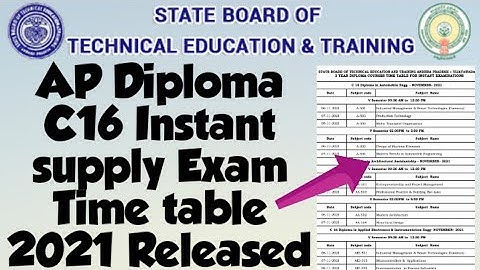 AP Diploma C16 Instant supply Exam Time table Released//Exam Dates.?//AP SBTET Latest Update Today