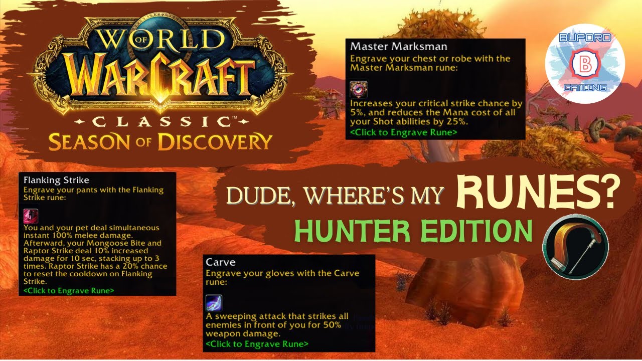 Durotar Hunter Rune Guide World Of Warcraft Classic Season Of Discovery Youtube