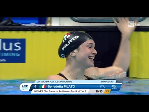 Benedetta Pilato Record Mondiale 50 rana Europei Budapest 2021