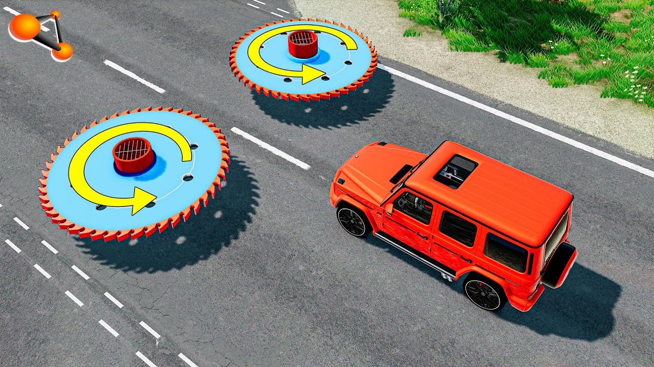 Giant Saw Blade VS Cars - BeamNG drive