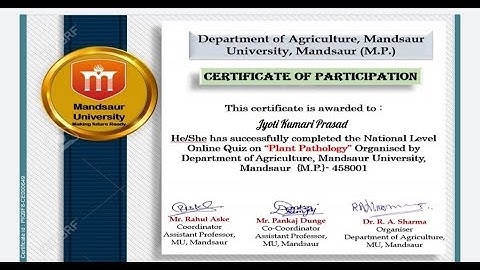 National level online quiz on plant pathology |Free E-certificate within 2 minutes |Free online quiz