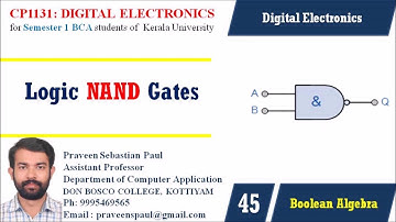 LECTURE 45 – DIGITAL ELECTRONICS –LOGIC NAND GATE - BCA SEM1