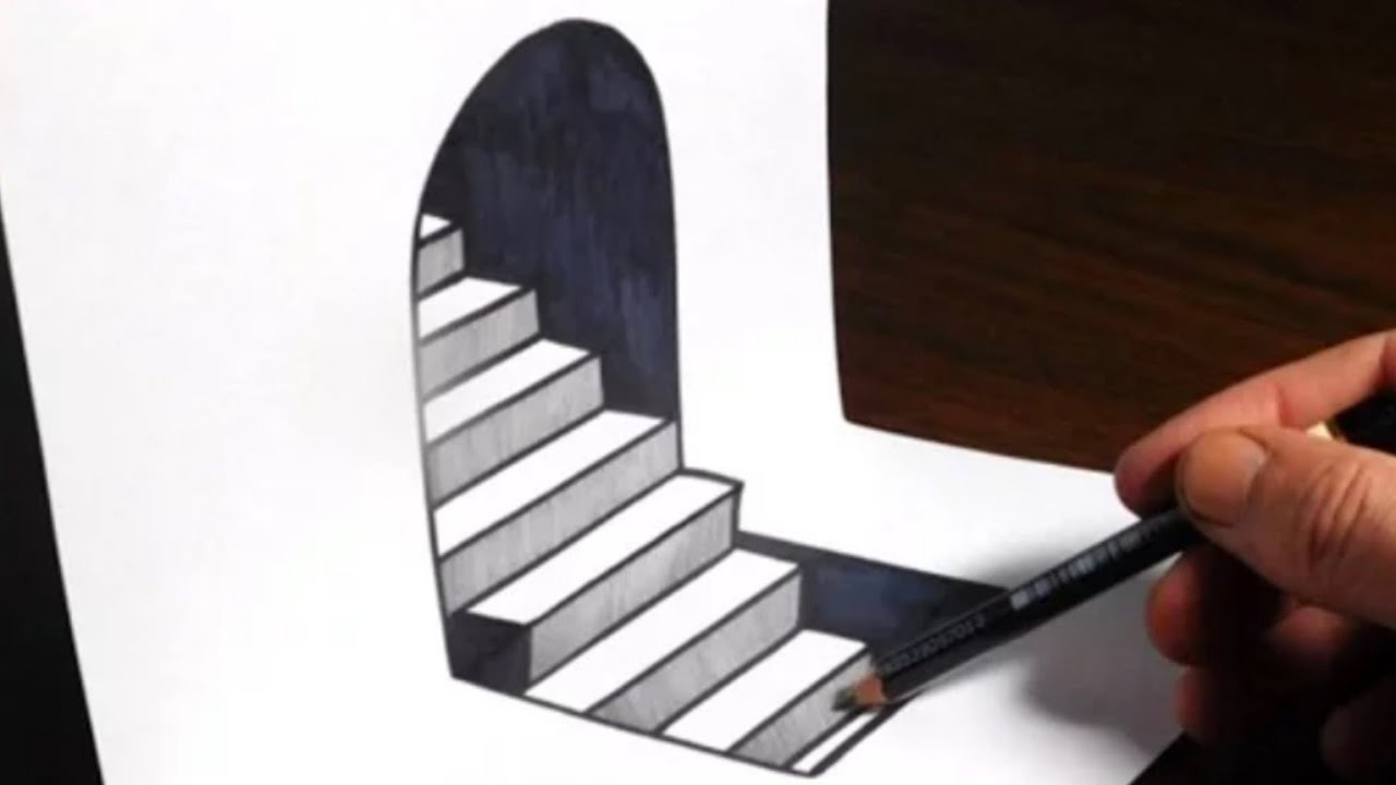 Optical illusion drawings stairs - YouTube