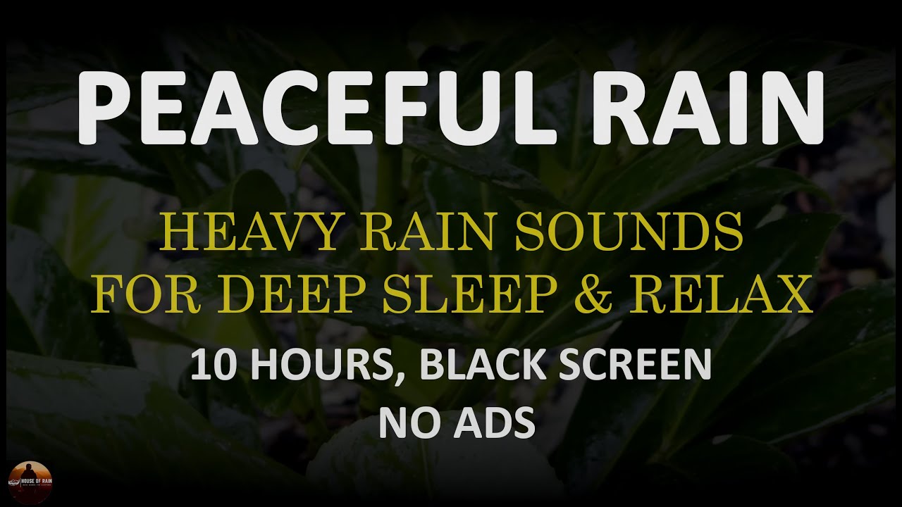 Relaxing Rain Sounds Black Screen NO ADS, Peaceful Rain Sounds for Deep Sleep, Heavy Rain 10 Hours