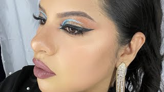 Hermoso maquillaje de tonos neutros con azul!