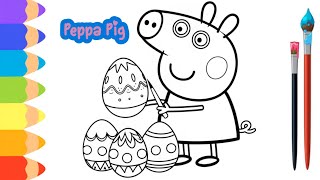Coloring Peppa Pig With Easter Egg Fun For Kids Part 94