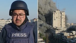 BBC生中継中にイスラエル軍が空爆、記者の背後で建物倒壊
