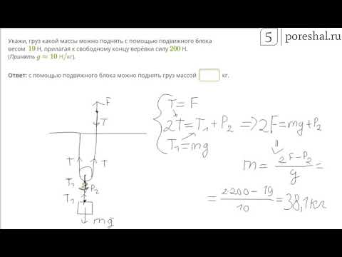 На рисунке изображен неподвижный блок с помощью которого равномерно поднимают груз массой 200 кг