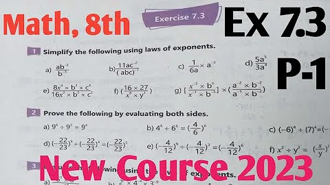 Exercise 7. 3 unit 7 Exponents and Laws of exponents class 8th Math kpk and PTB|New course 2023 P-1