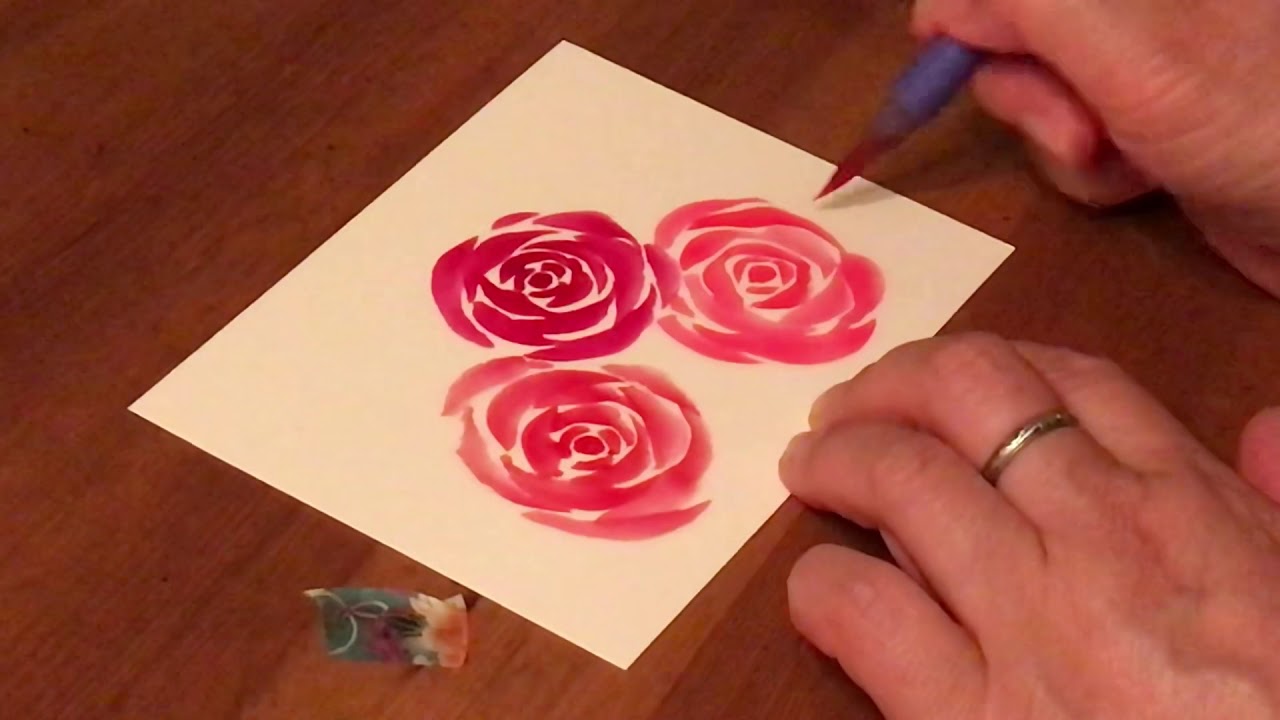 初心者でも描けますハガキ絵 大輪のバラ 花 水彩画even The First Person Can Easily Draw Rose Of Large Flower Watercolor Youtube