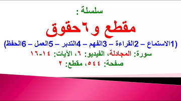 مقطع و6 حقوق (سورة المجادلة الفيديو 6 الآيات: 14-16) (في المصحف صفحة 544 مقطع 2)