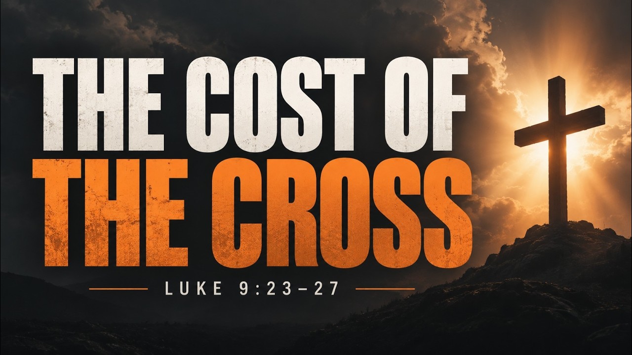 Pastor Chris Buscher preaching from Luke 9:23–27 about taking up your cross, denying yourself, and following Jesus.