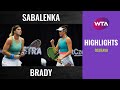Aryna Sabalenka vs. Jennifer Brady | 2020 Ostrava Semifinal | WTA Highlights
