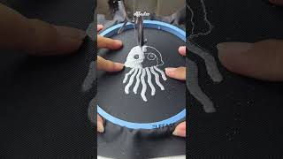 Soft threads, deep ocean vibes. 🪼#embroidery #embroideryart